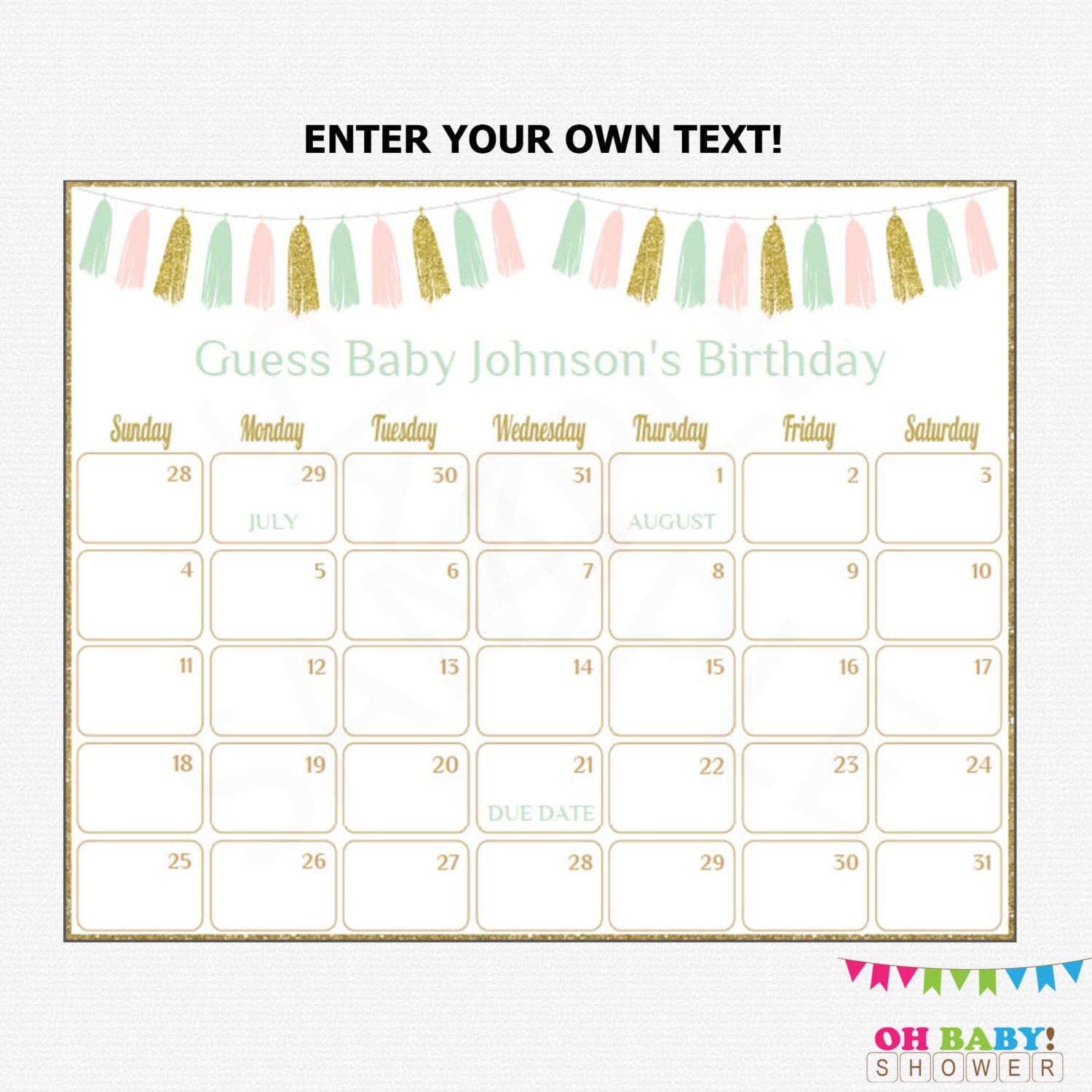 baby due date calendar template 5