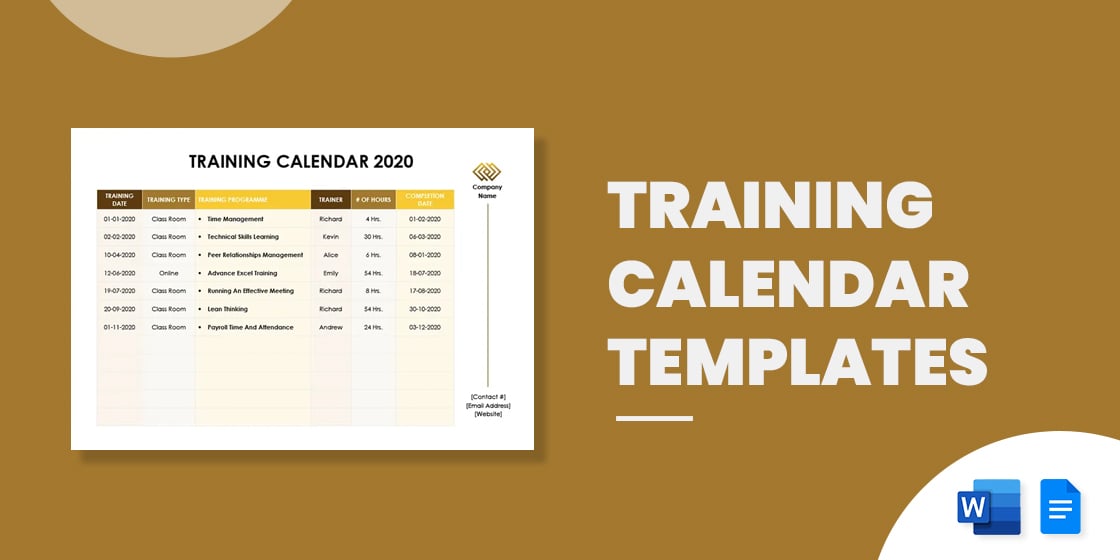 blank training calendar tueday nights 11