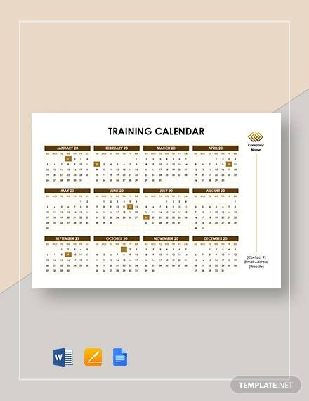 blank training calendar tueday nights 34