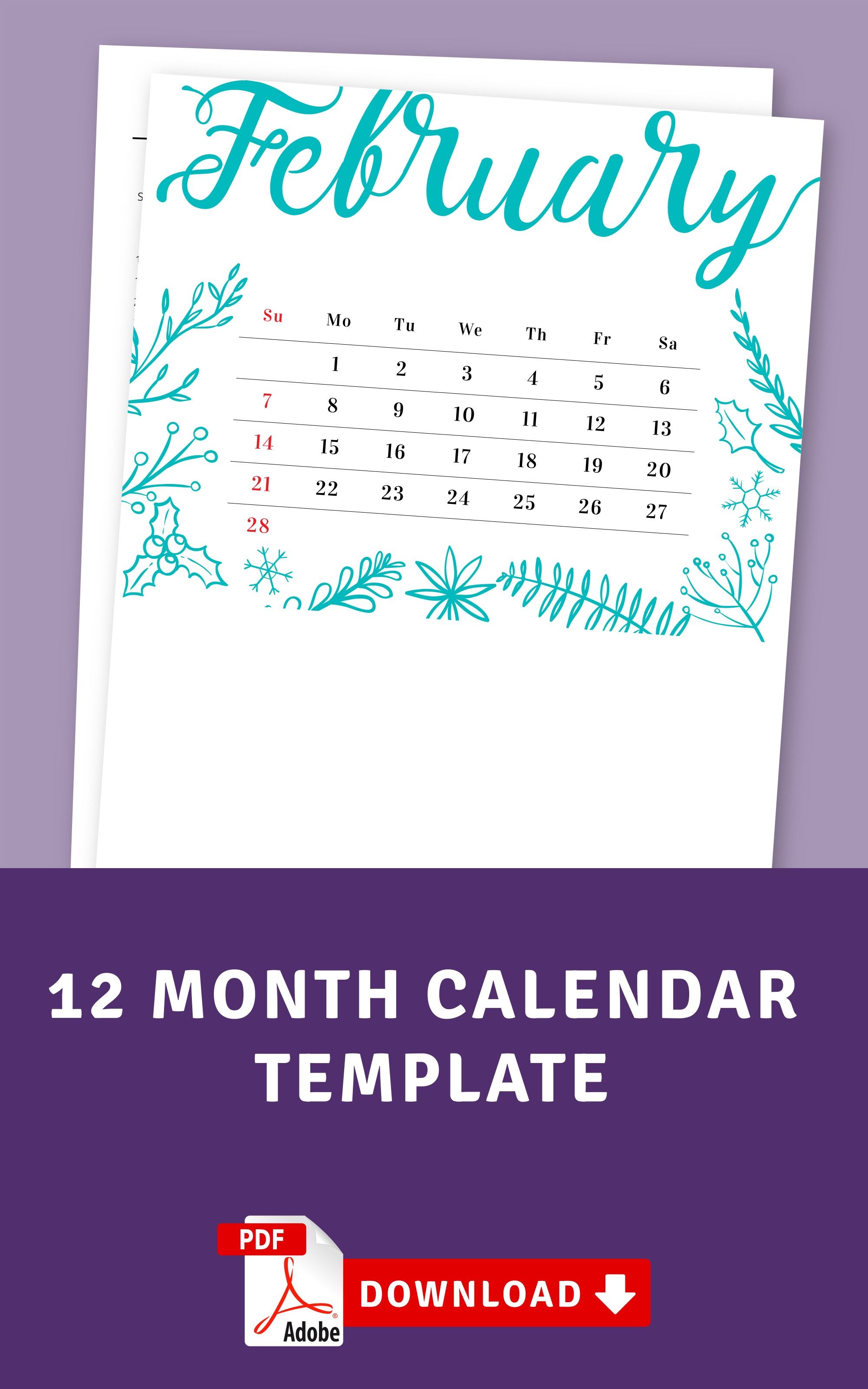 editable 12 month calendar 50