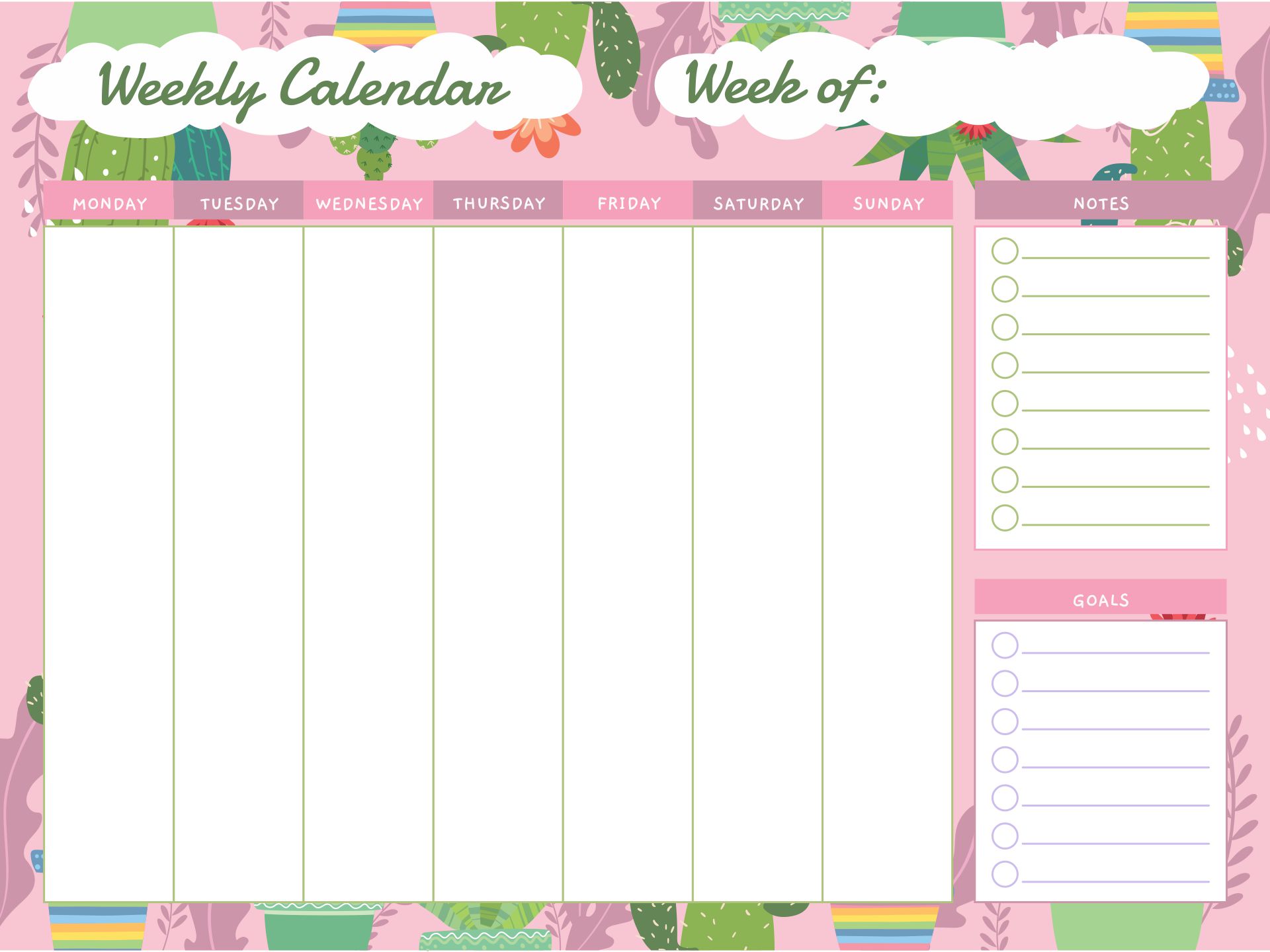 four week weekly calendar printable 17