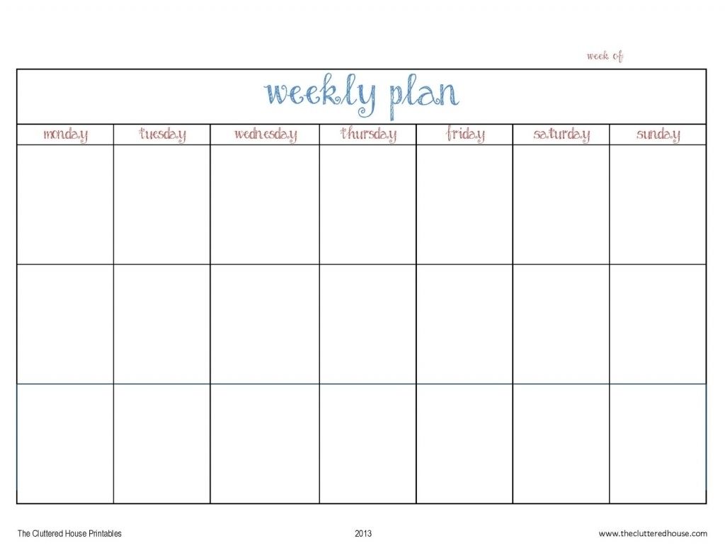 four week weekly calendar printable 2