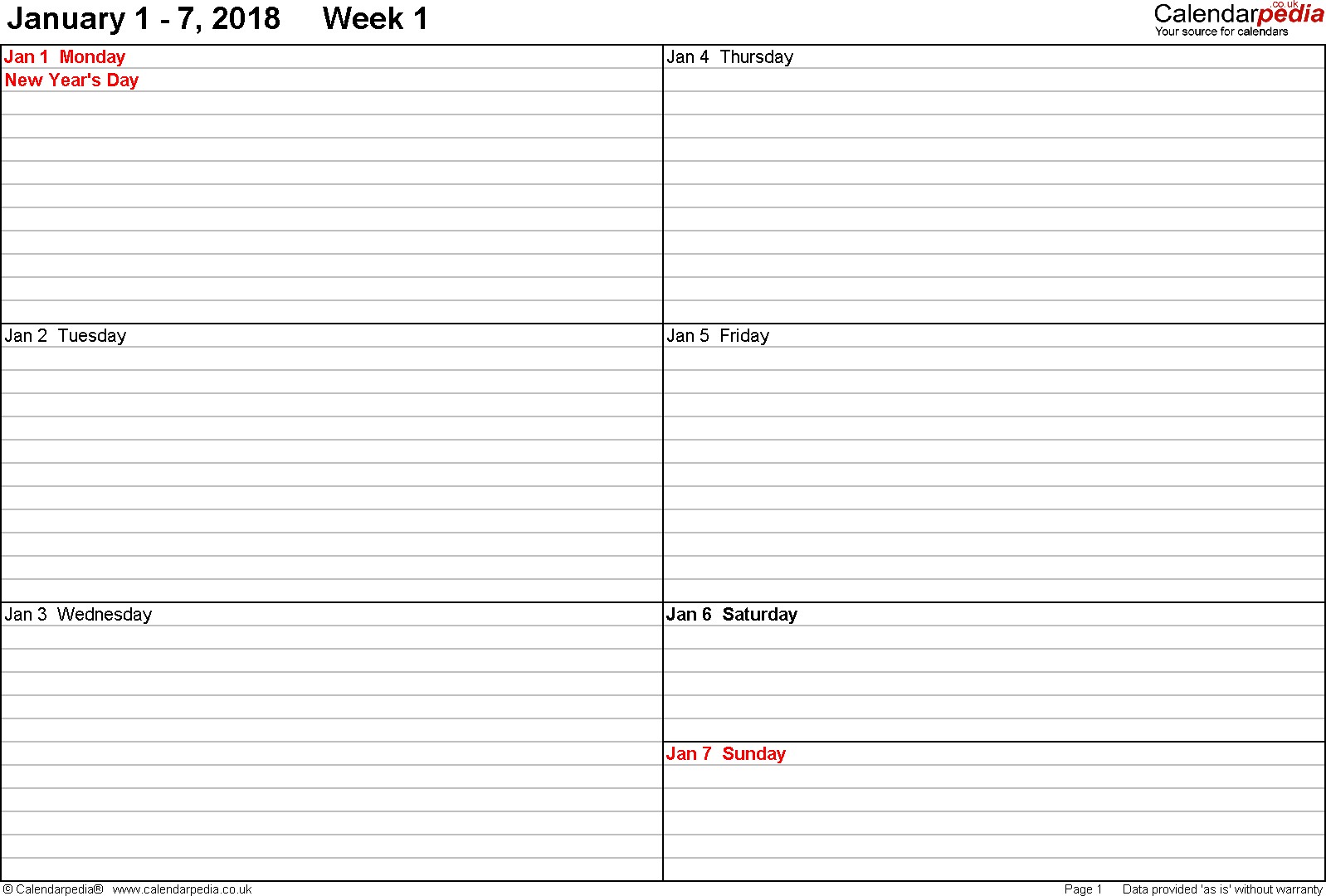 four week weekly calendar printable 23