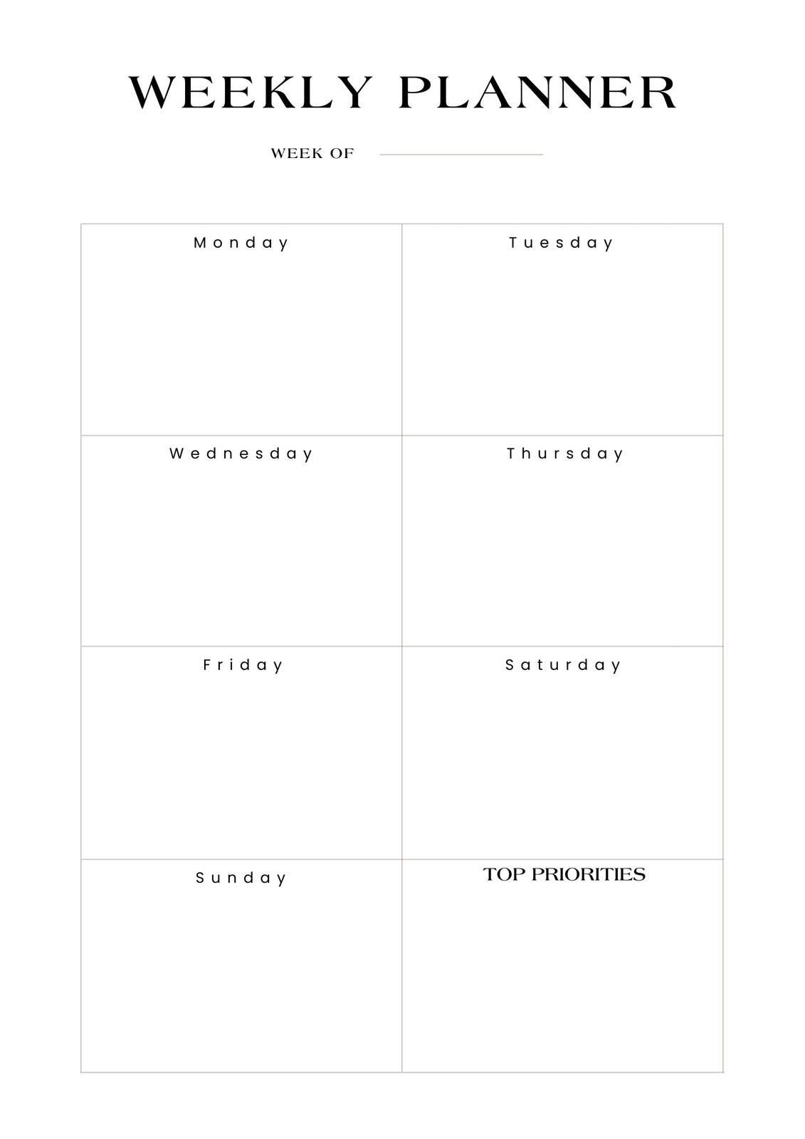 four week weekly calendar printable 24