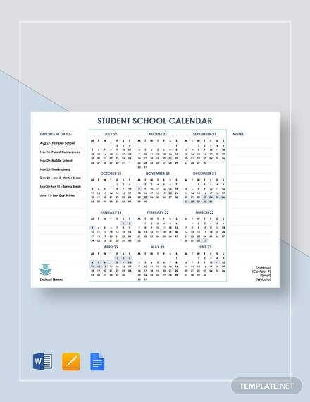 free color coded school calendar template 15