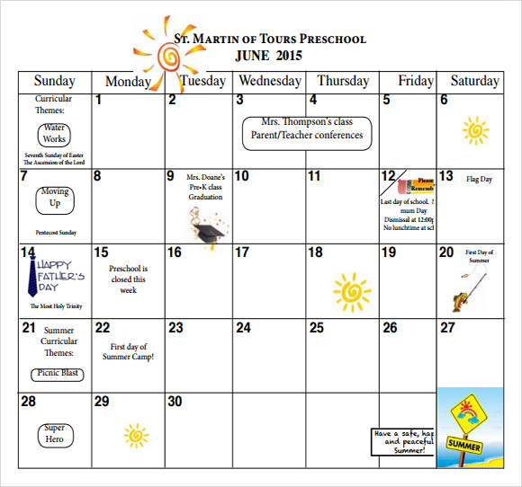 free editable preschool calendar template 18