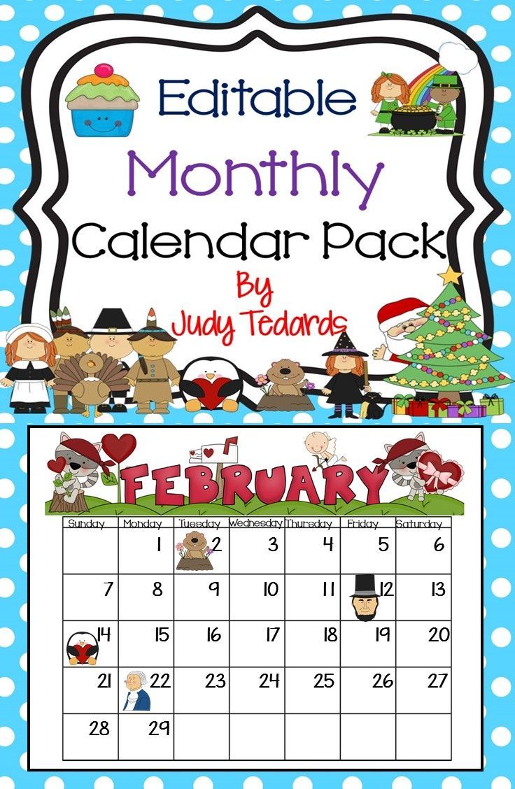 free editable preschool calendar template 3