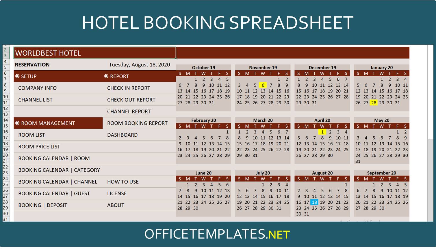 free excel booking calendar template 19