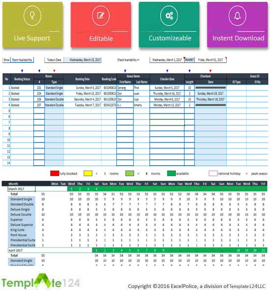 free excel booking calendar template 26