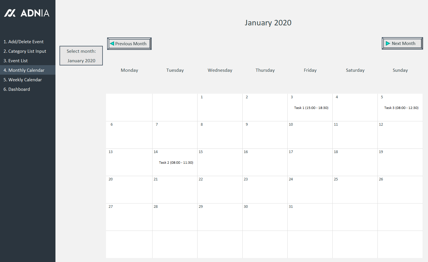free monthly task calendar template 14
