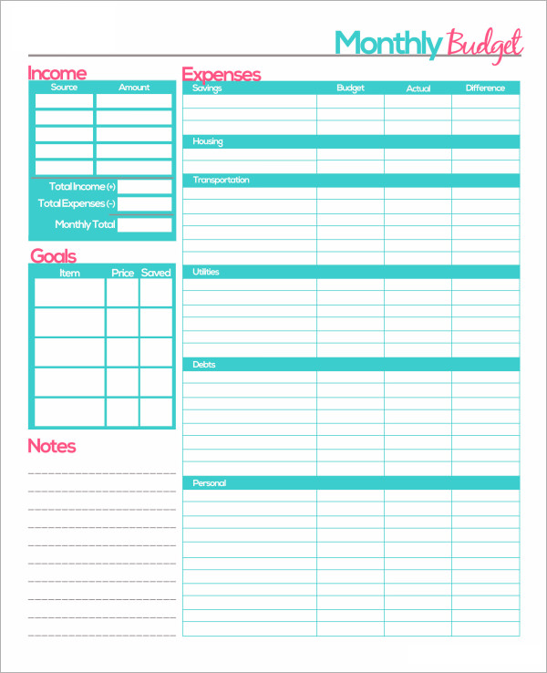 free printable monthly budget calendar 12