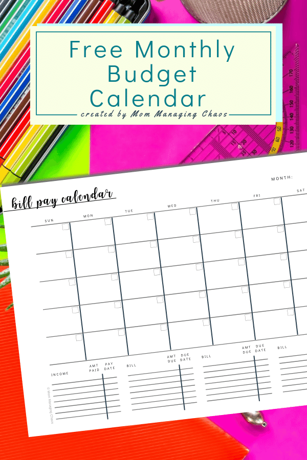 free printable monthly budget calendar 22