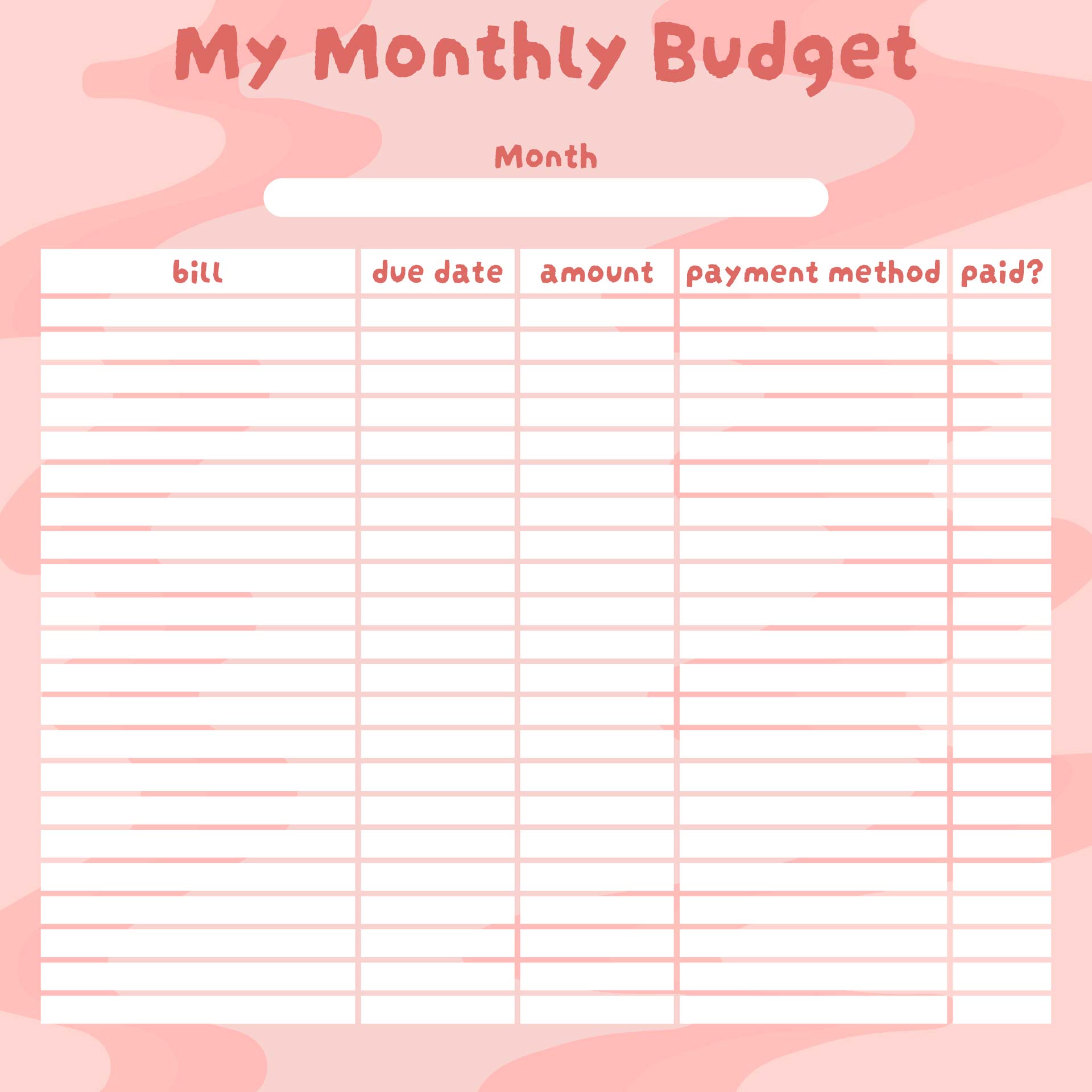 free printable monthly budget calendar 25