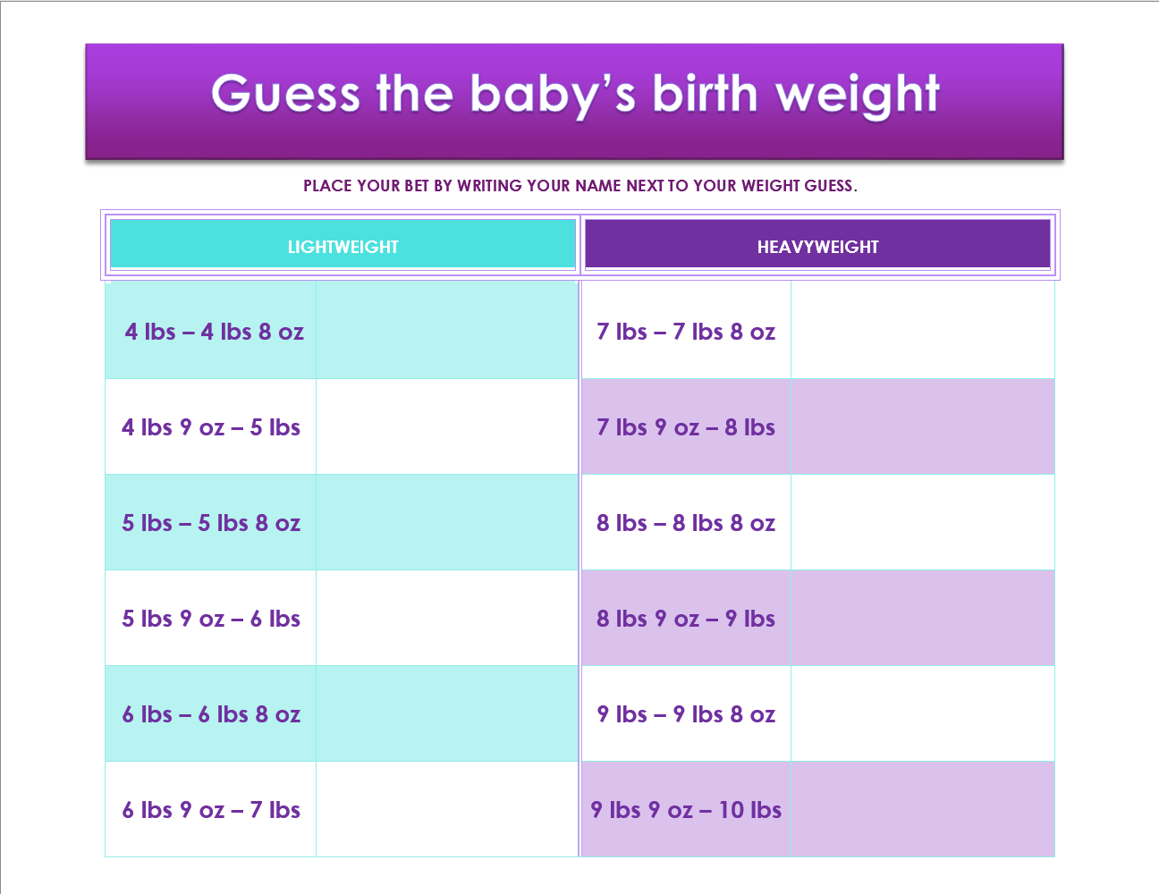 guess the baby weight and date template 15