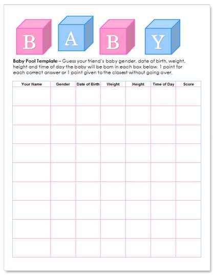 guess the baby weight and date template 18