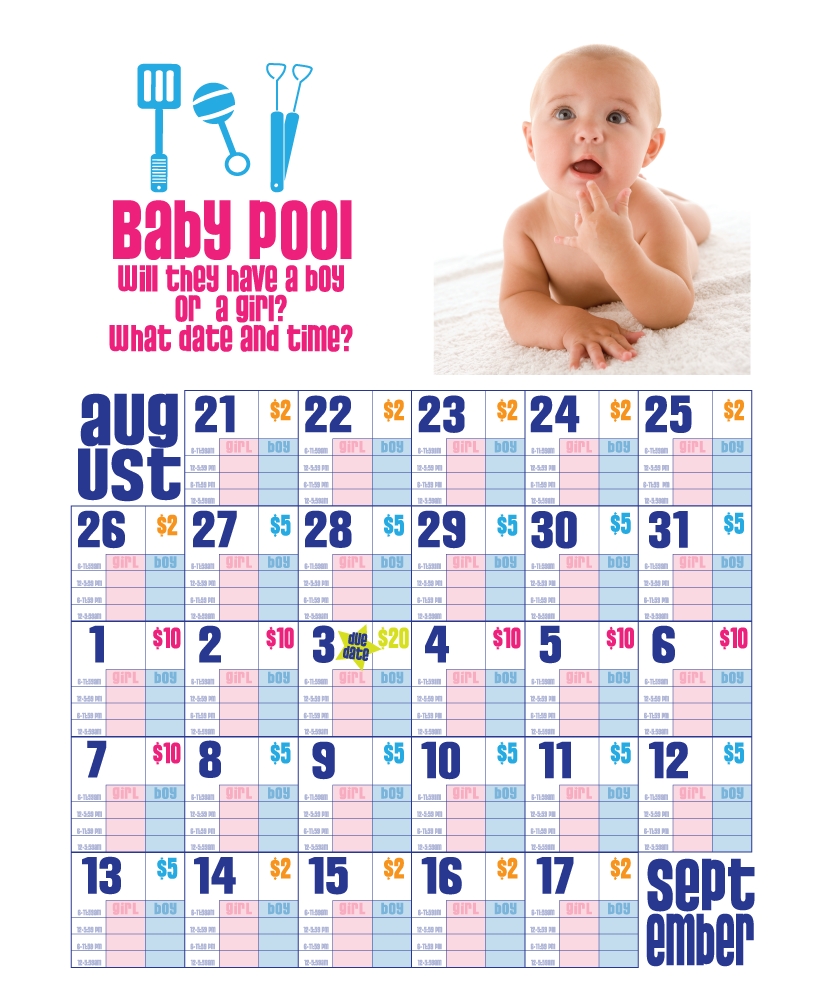 guess the date baby pool for baby shower 13
