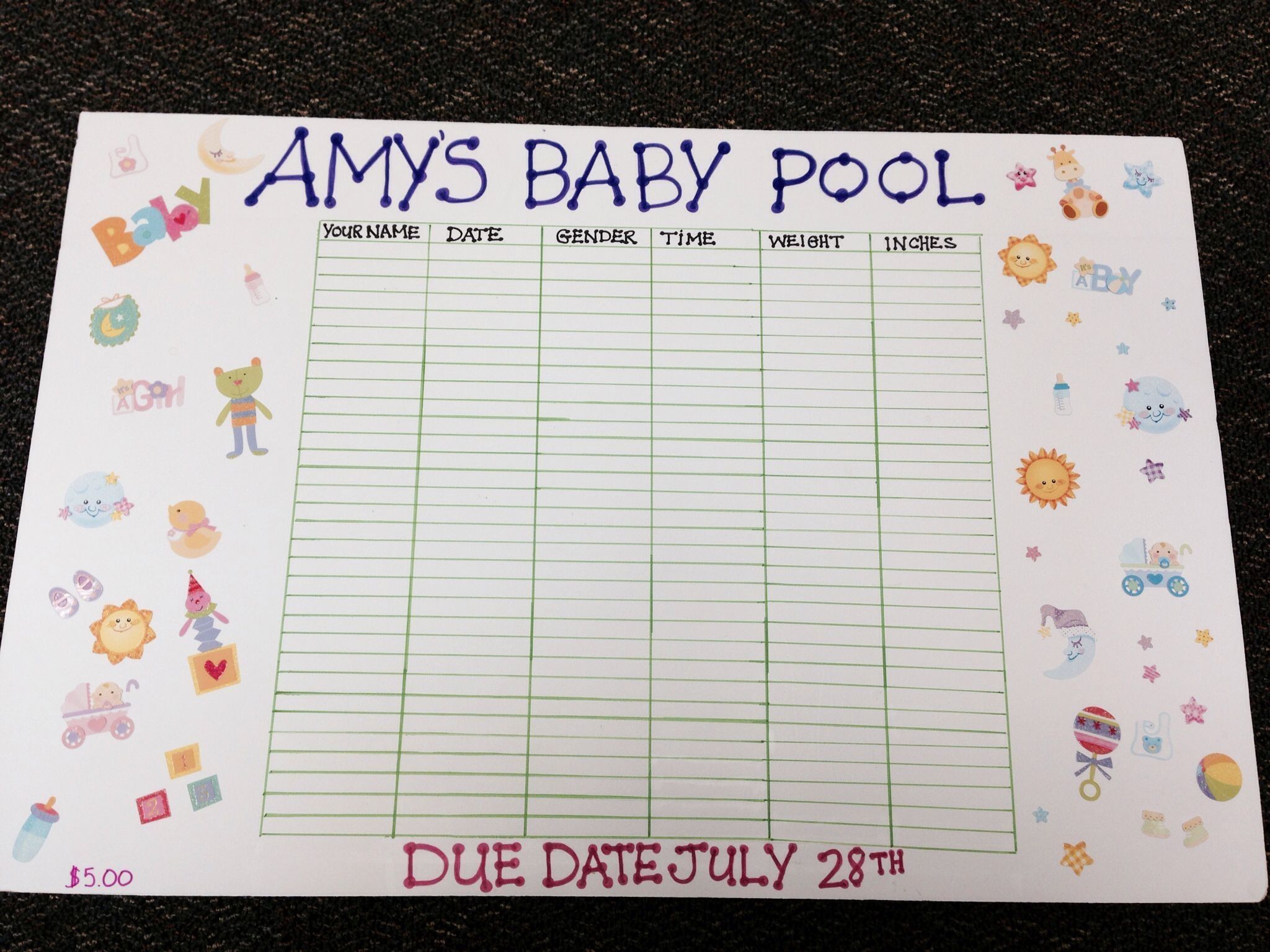 guess the date baby pool for baby shower 14