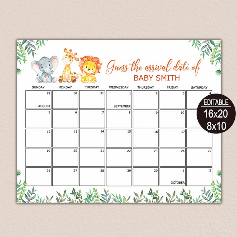 guess the due date calendar template free 11