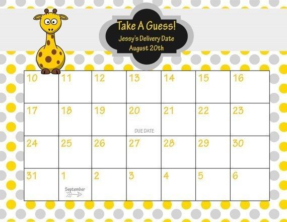 guess the due date calendar template free 12