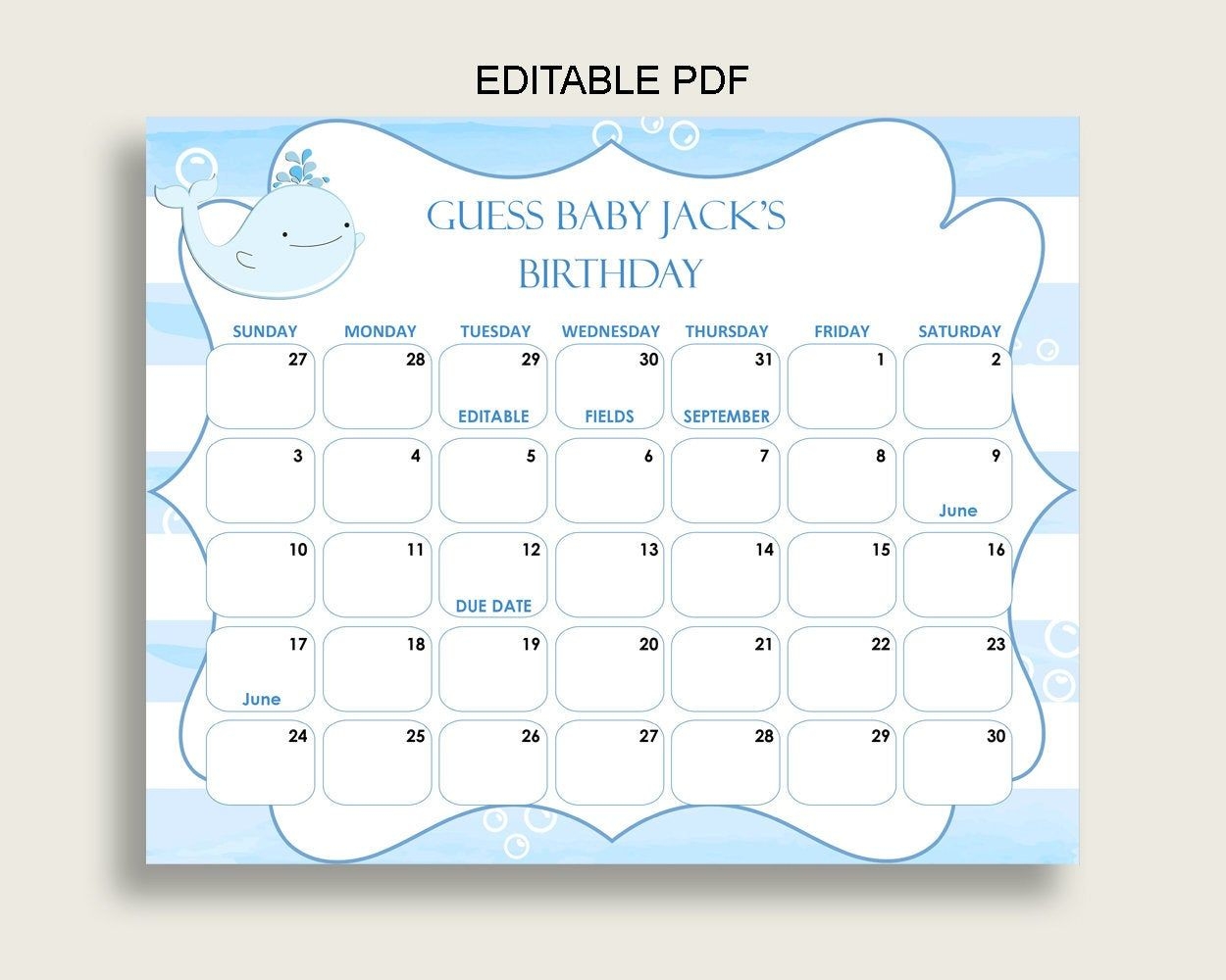 guess the due date calendar template free 23