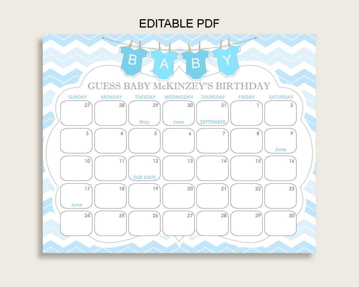 guess the due date calendar template free 24