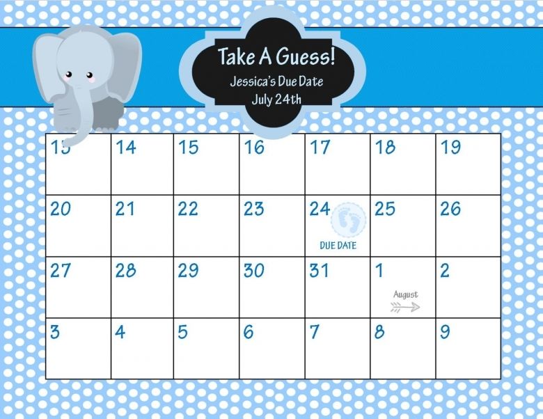 guess the due date calendar template free 29