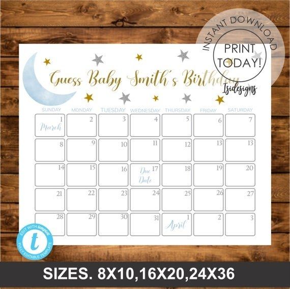 guess the due date calendar template free 33