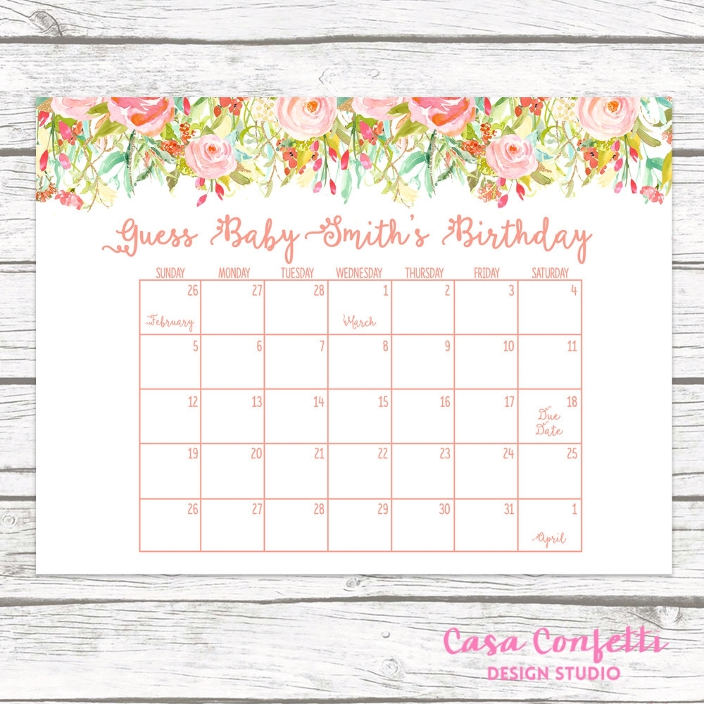 guess the due date calendar template free 6