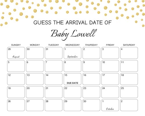 guess the due date calendar template free 8