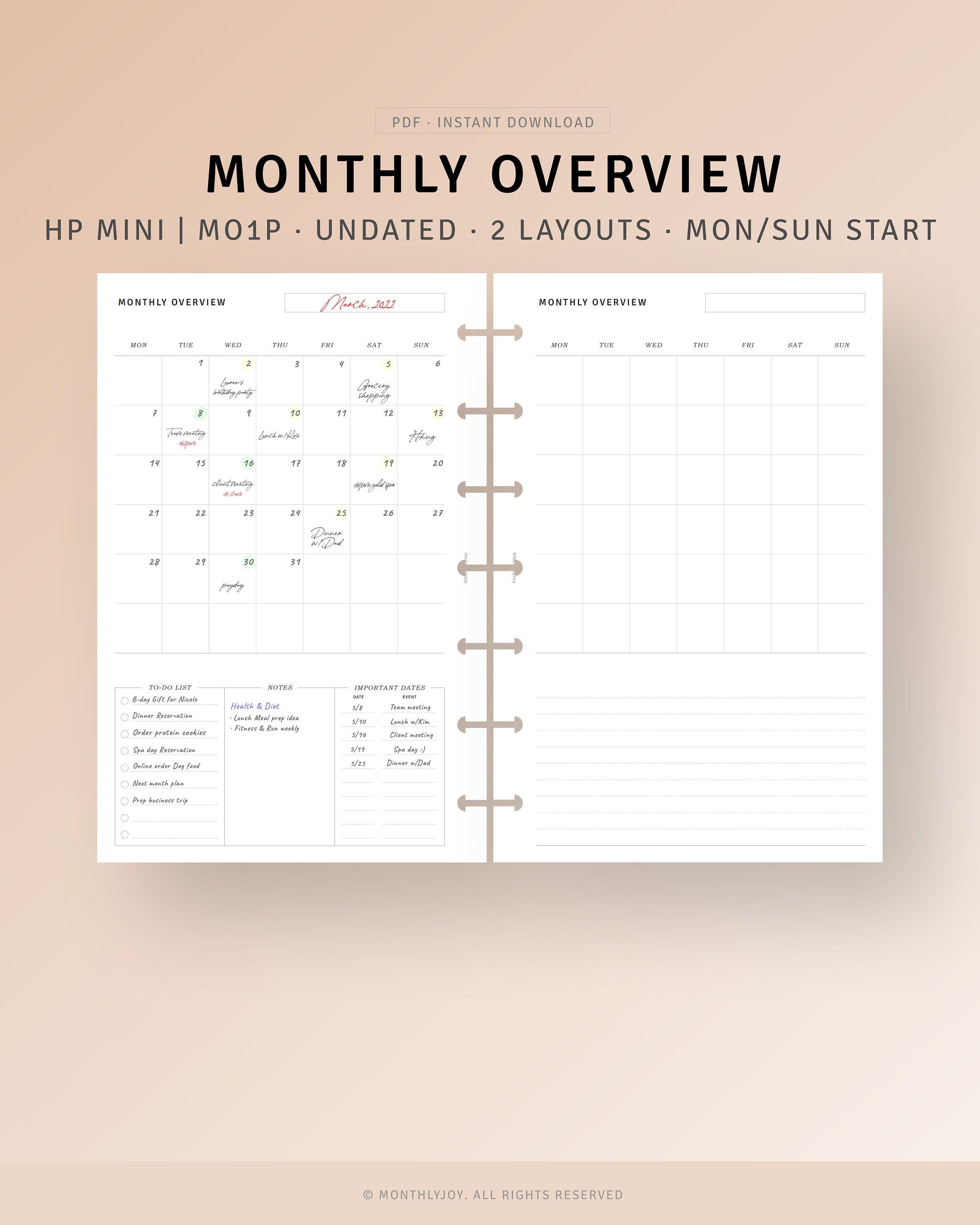 hp month calendar printable 20