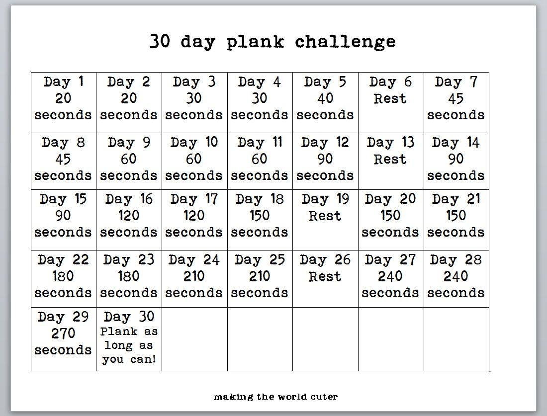 plank 30 day challenge printable 18