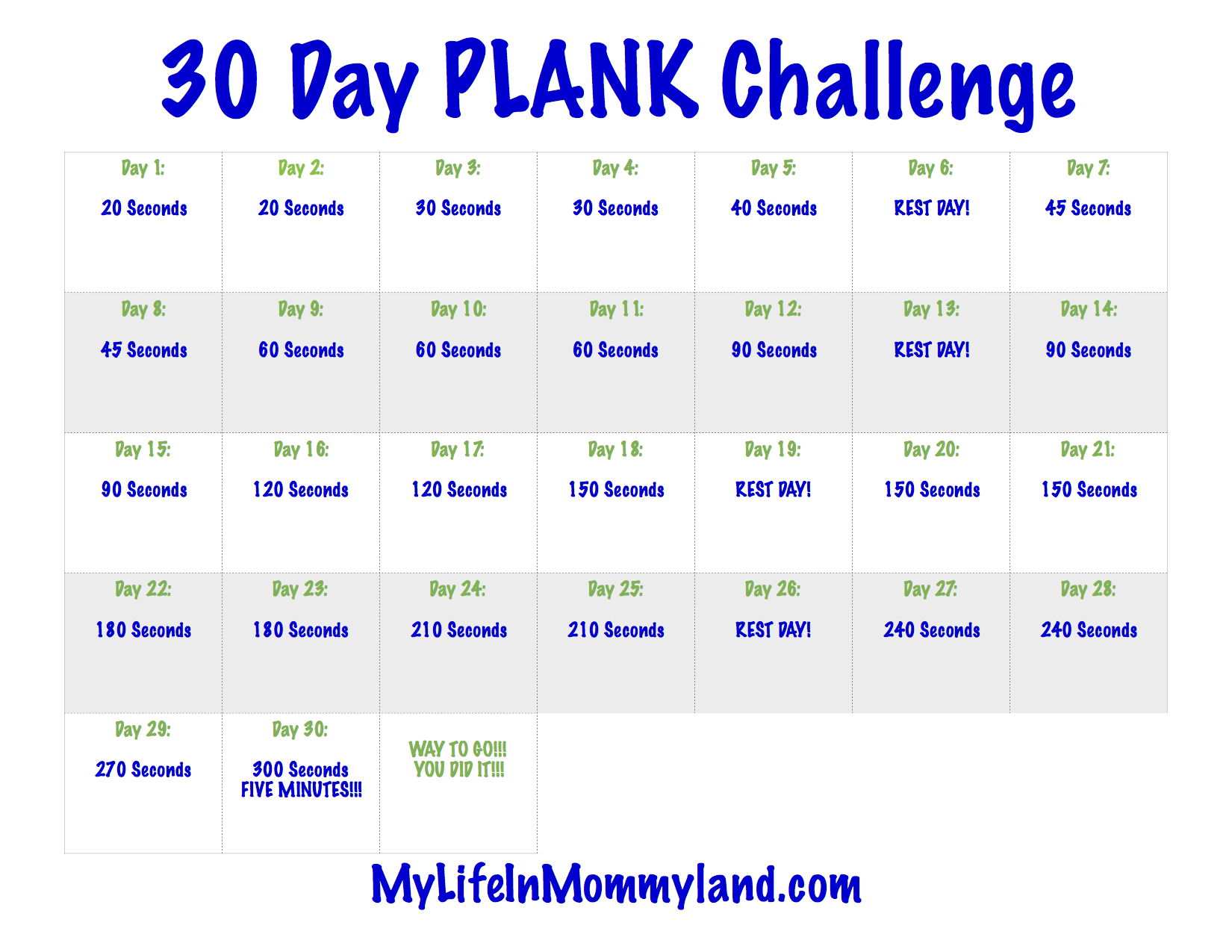 plank 30 day challenge printable 38