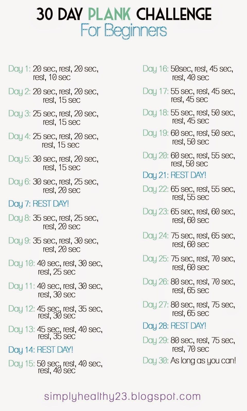 plank 30 day challenge printable 70