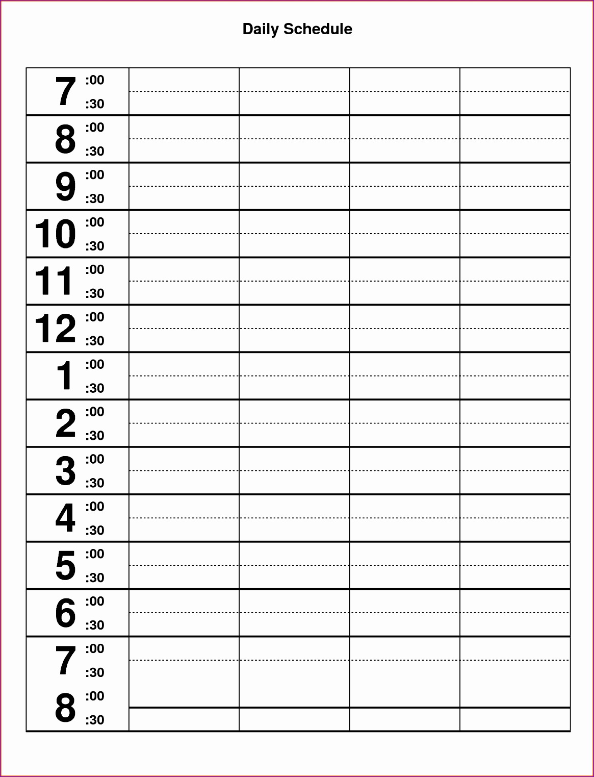printable daily hourly schedule template 15