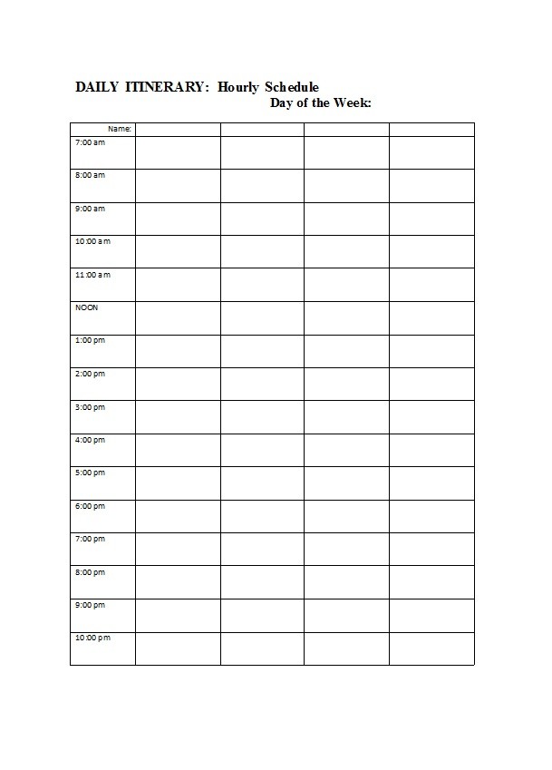 printable daily hourly schedule template 17