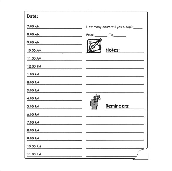 printable daily hourly schedule template 18