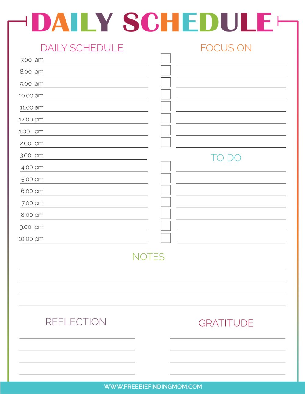 printable daily hourly schedule template 2