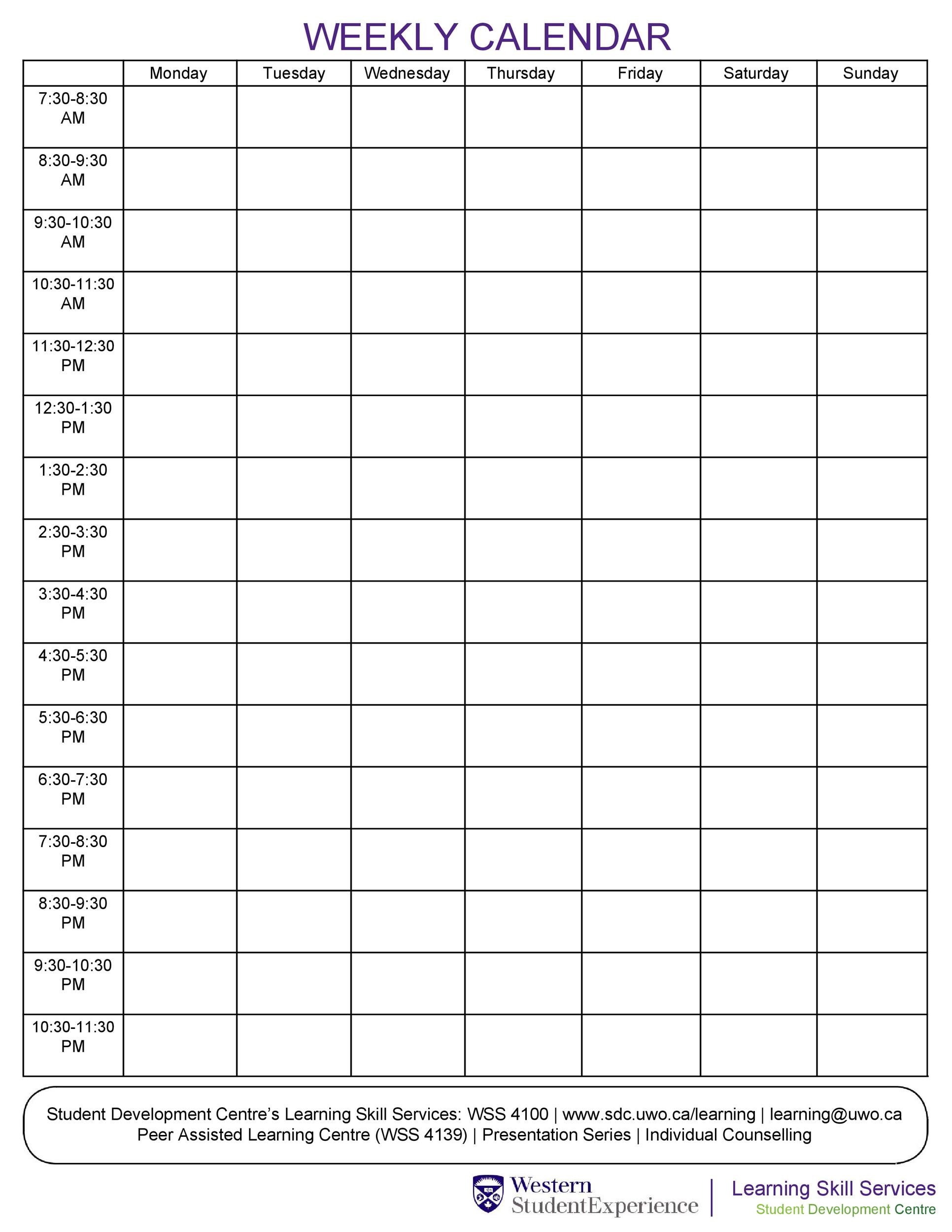 printable daily hourly schedule template 21