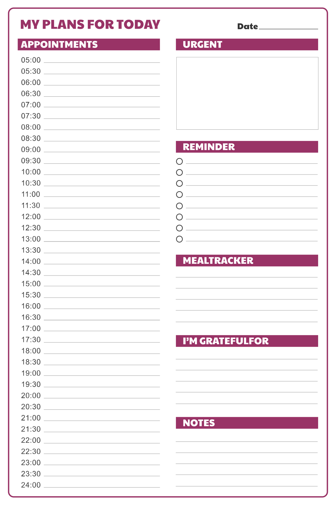 printable daily hourly schedule template 23