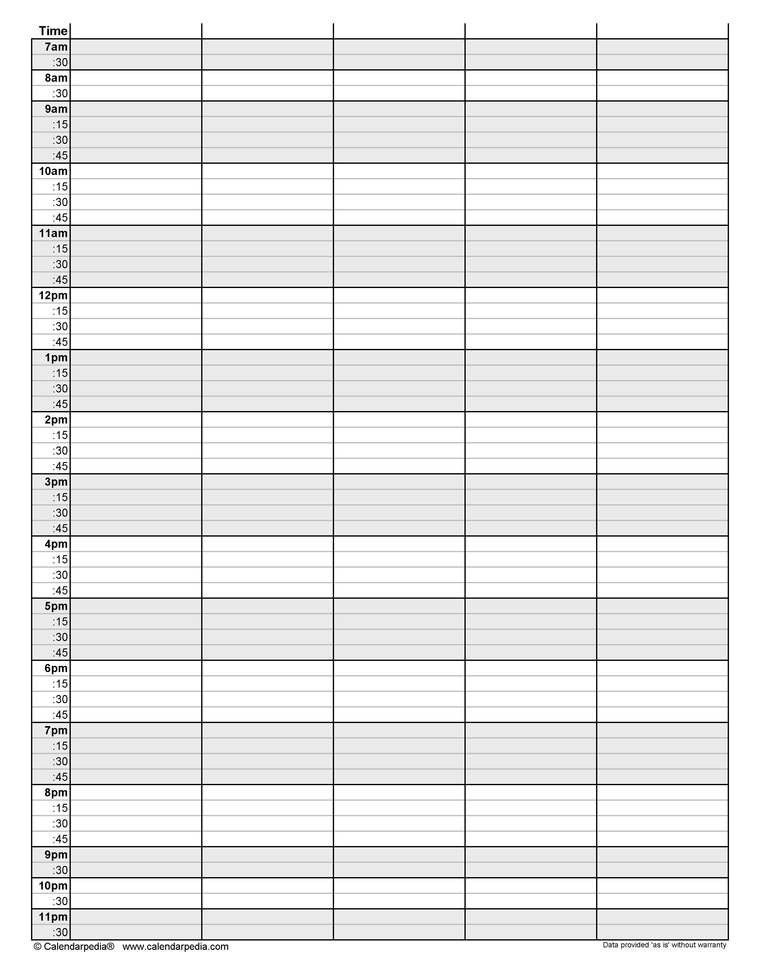 printable daily hourly schedule template 39