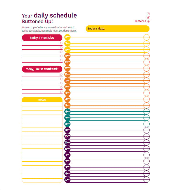 printable daily hourly schedule template 46