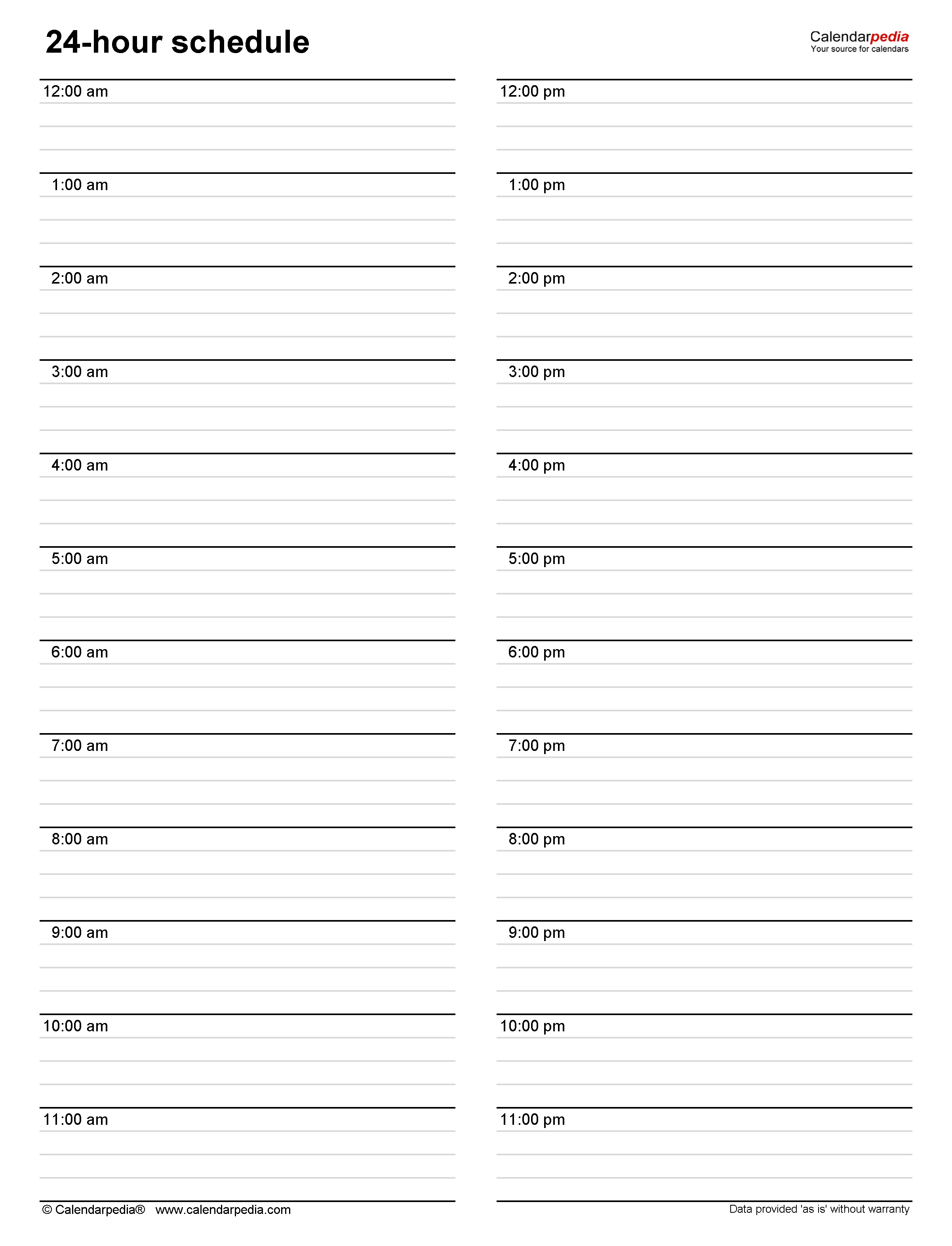 printable daily hourly schedule template 49