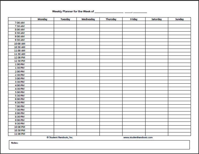 printable daily hourly schedule template 53