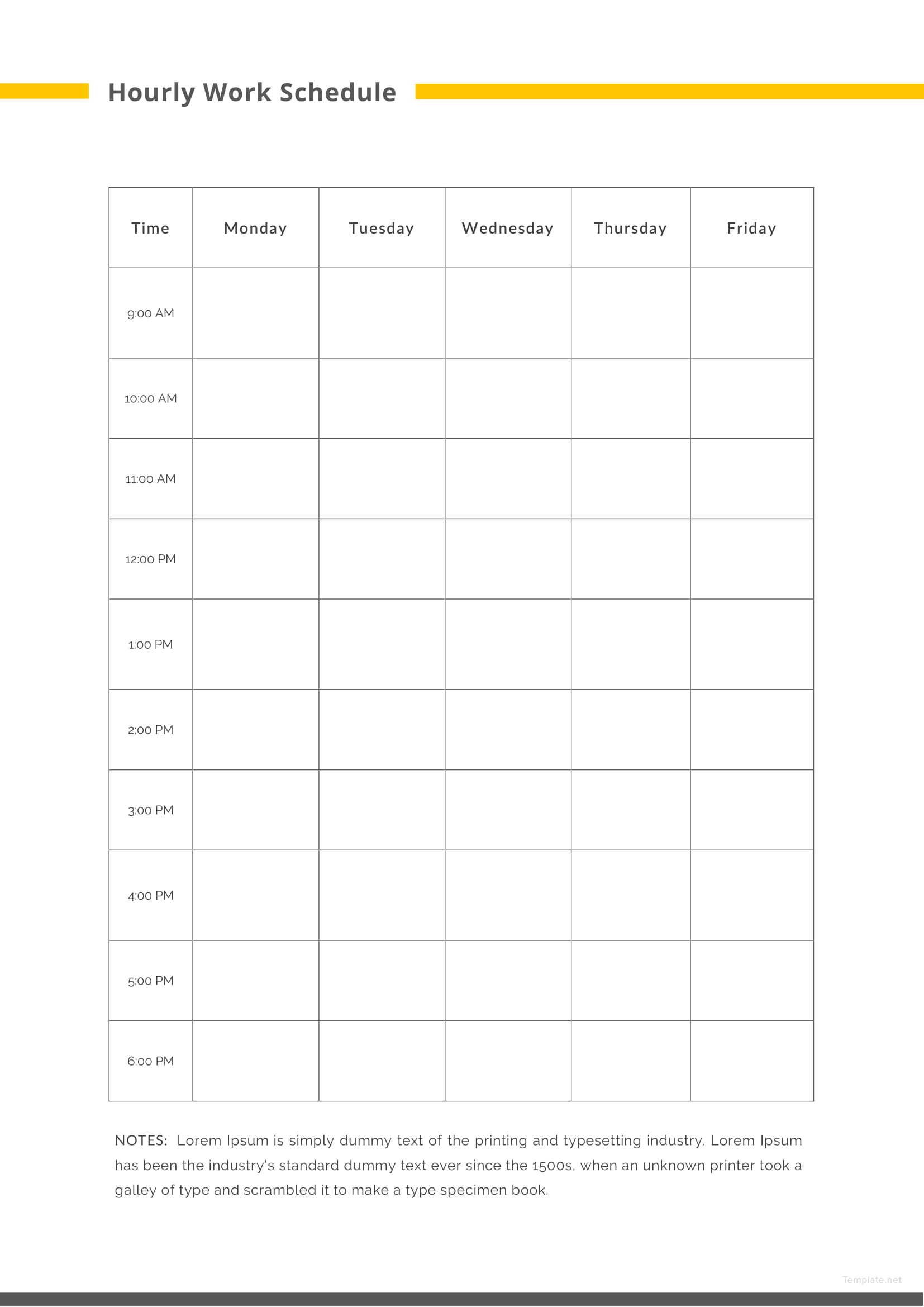 printable daily hourly schedule template 57