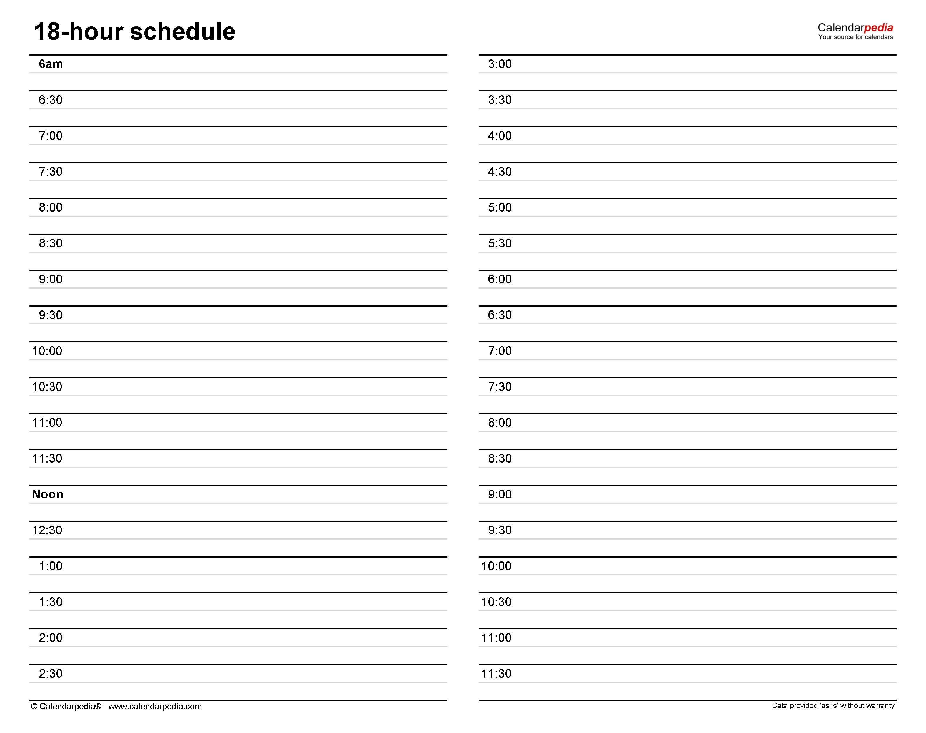 printable daily hourly schedule template 58