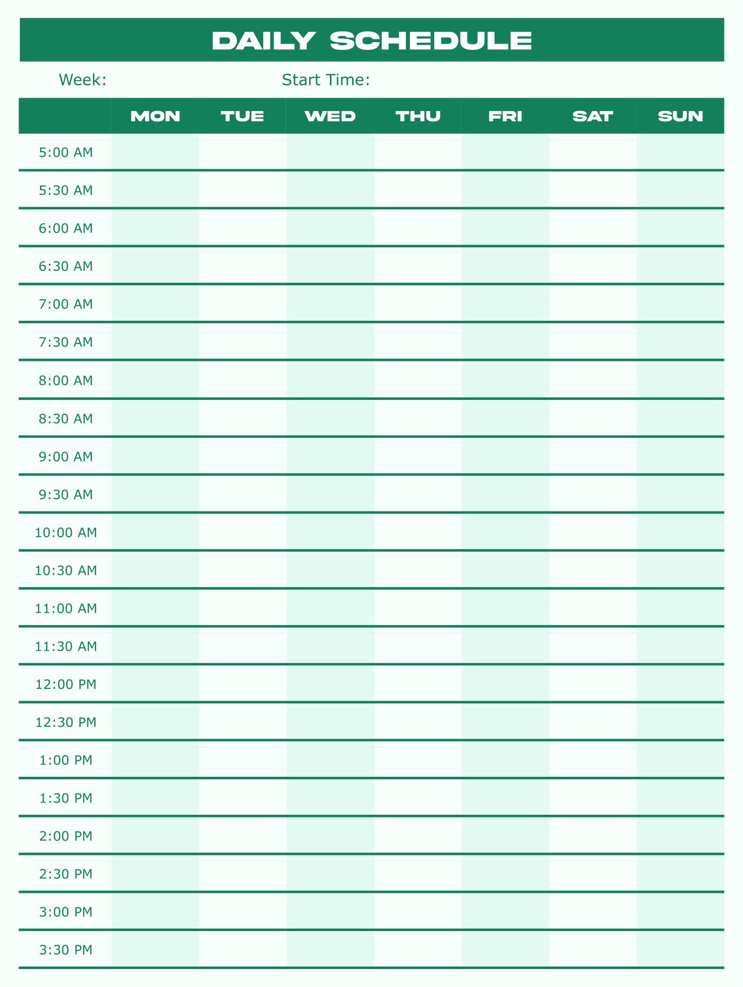 printable daily hourly schedule template 59
