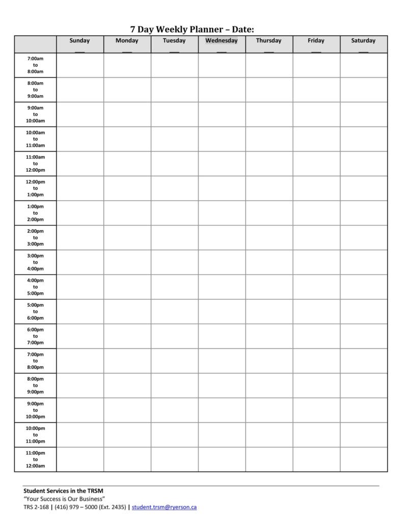 printable daily hourly schedule template 60