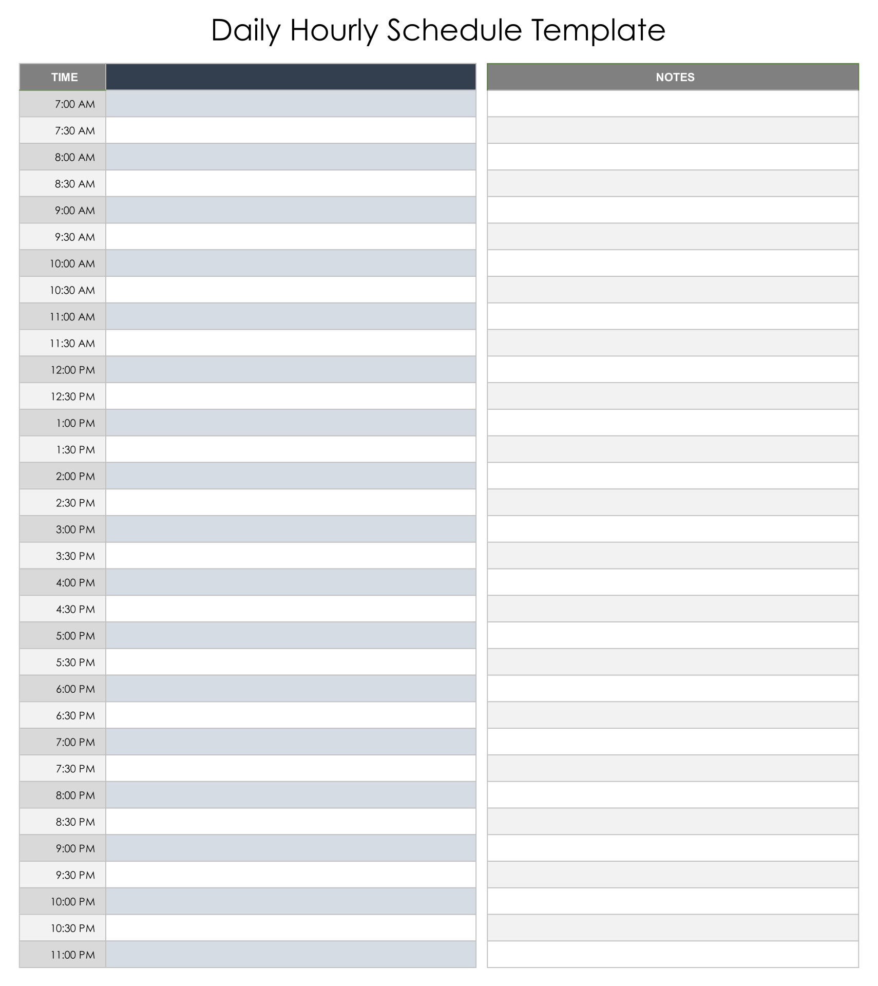 printable daily hourly schedule template 61
