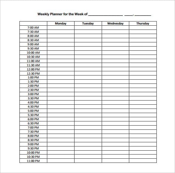 printable daily hourly schedule template 65
