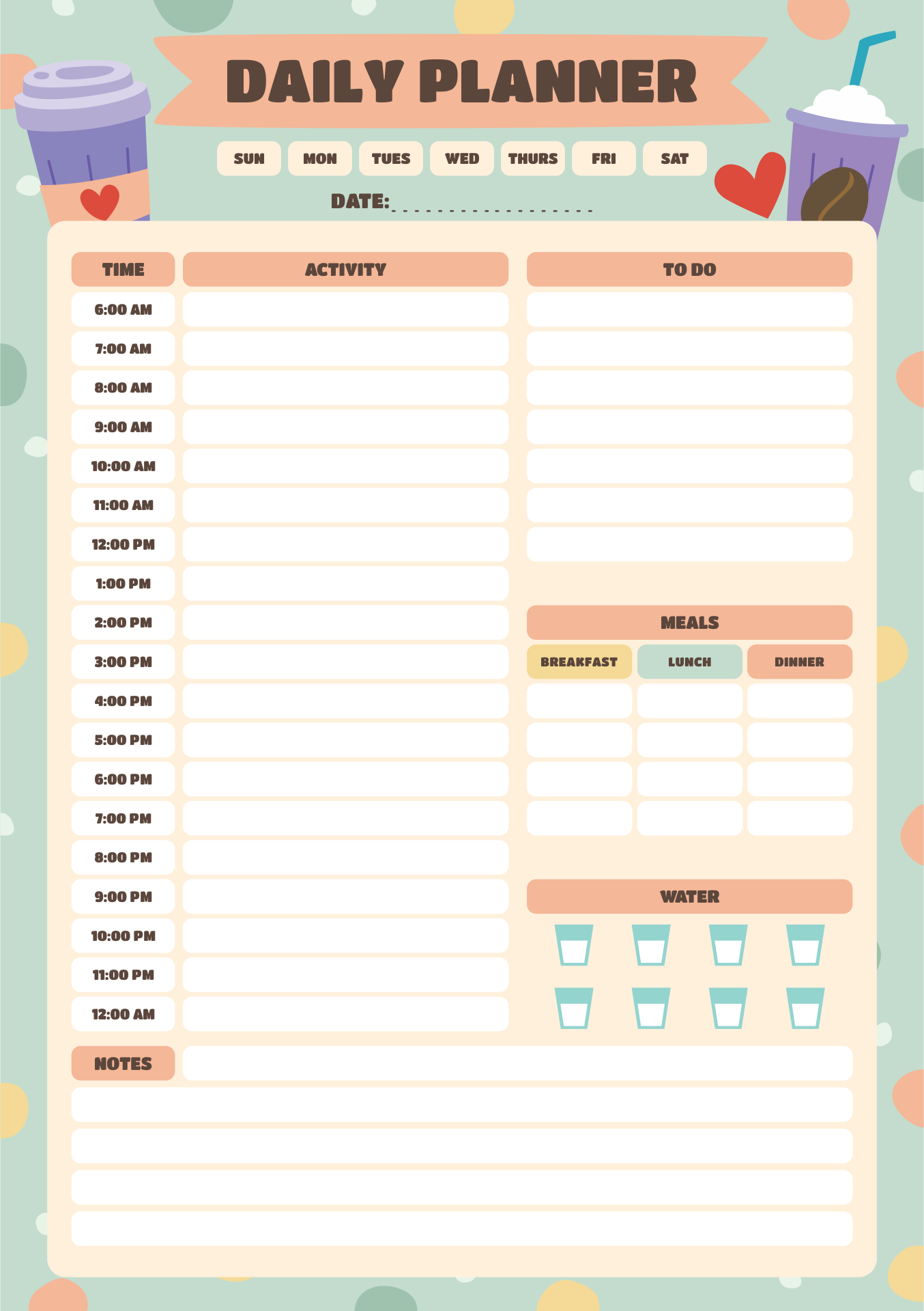 printable daily hourly schedule template 68